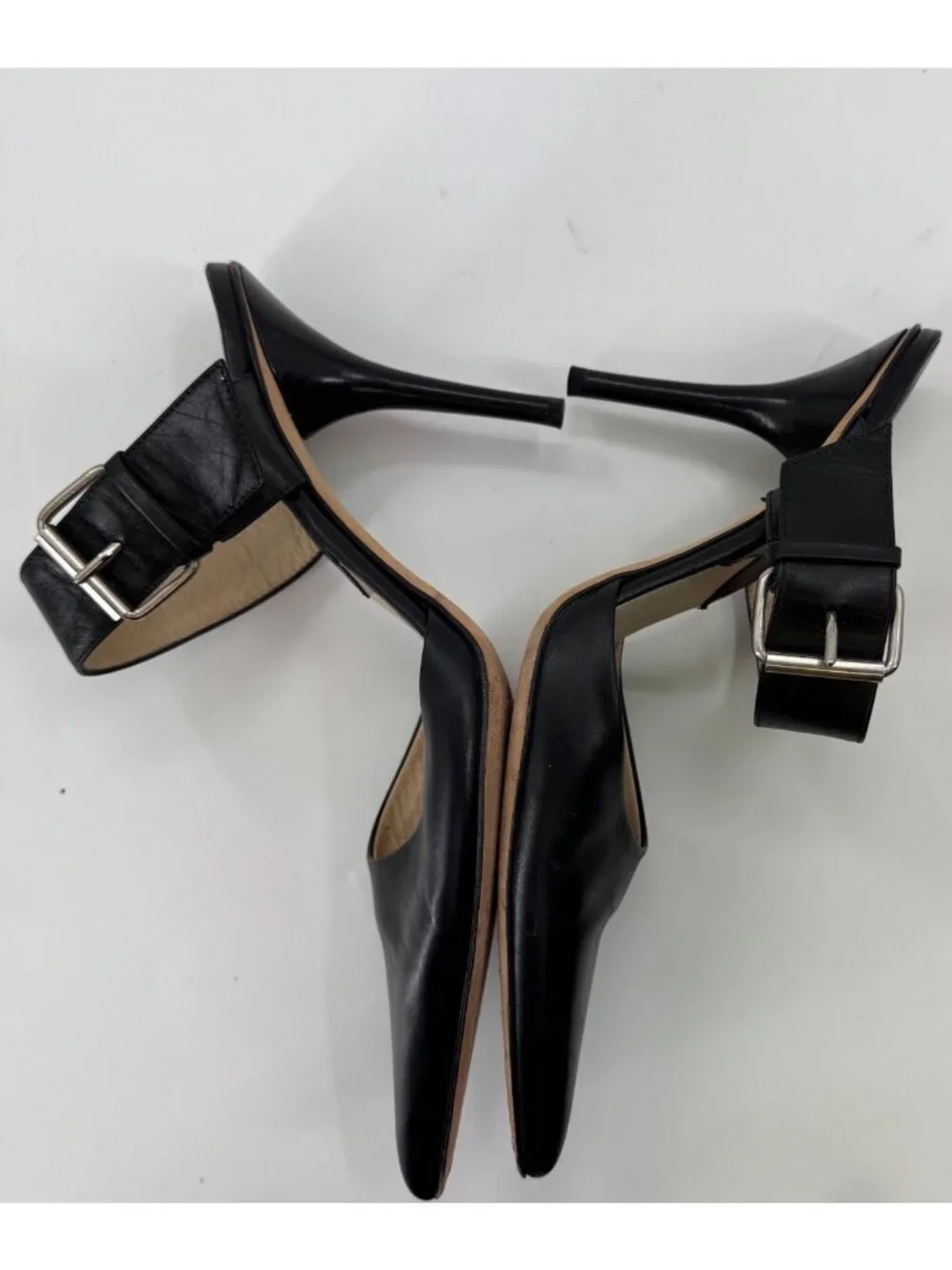 Michael Kors Black Leather Pointed-Toe Slingback Heels Size 9 Made In Italy